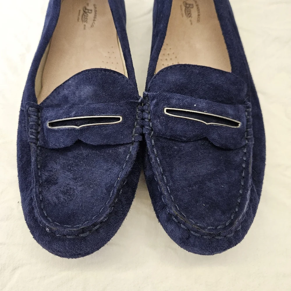 G.H.Bass & Co Navy Suede Moccasins Women Size 9 - Picture 5 of 14